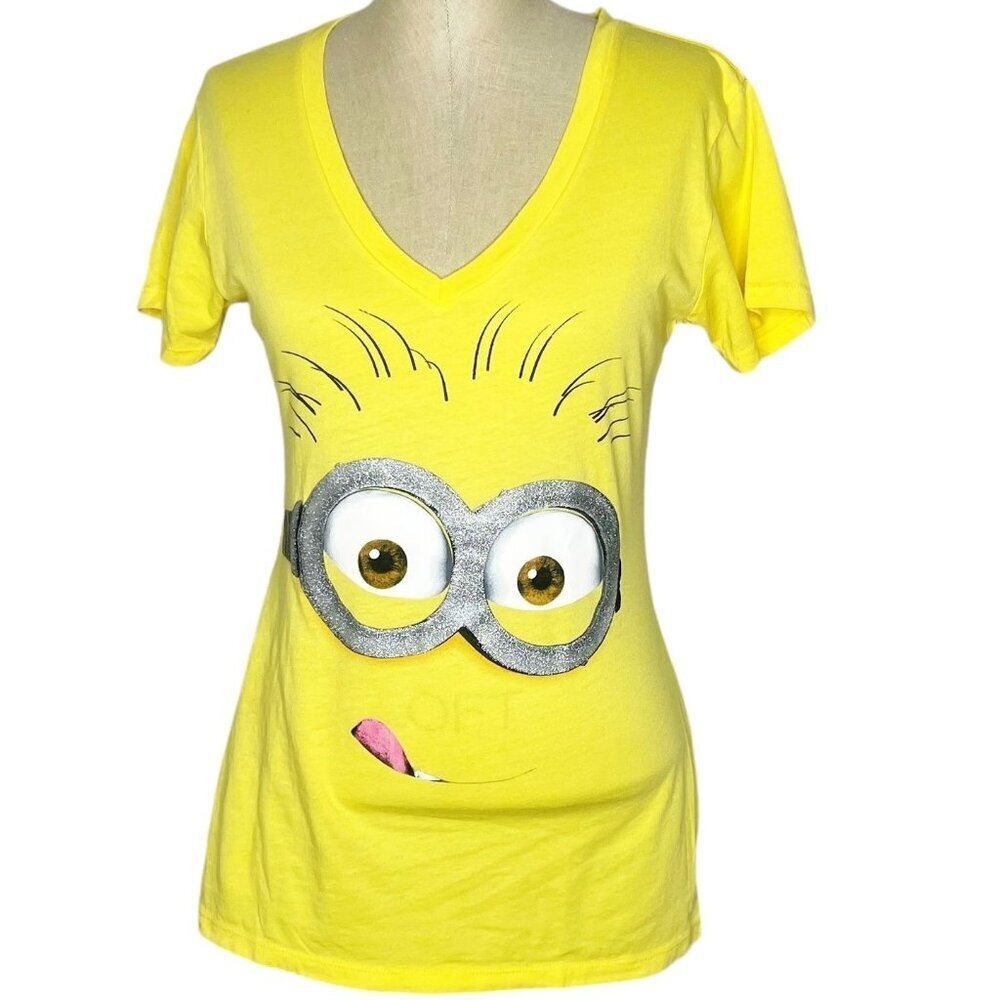 Despicable Me Top Womens/Juniors Size L Yellow Minion Short Sleeve T-Shirt
